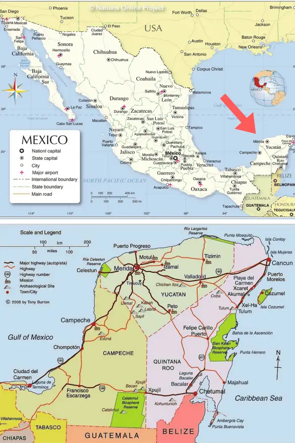 mexico backpacking the yucatan map