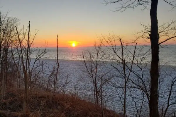 lake michigan sunset winter