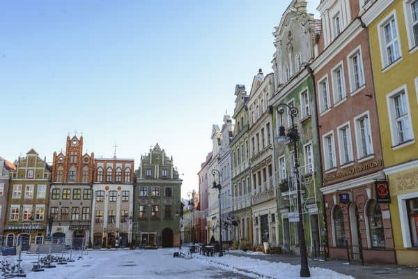 poznan poland street winter in europe